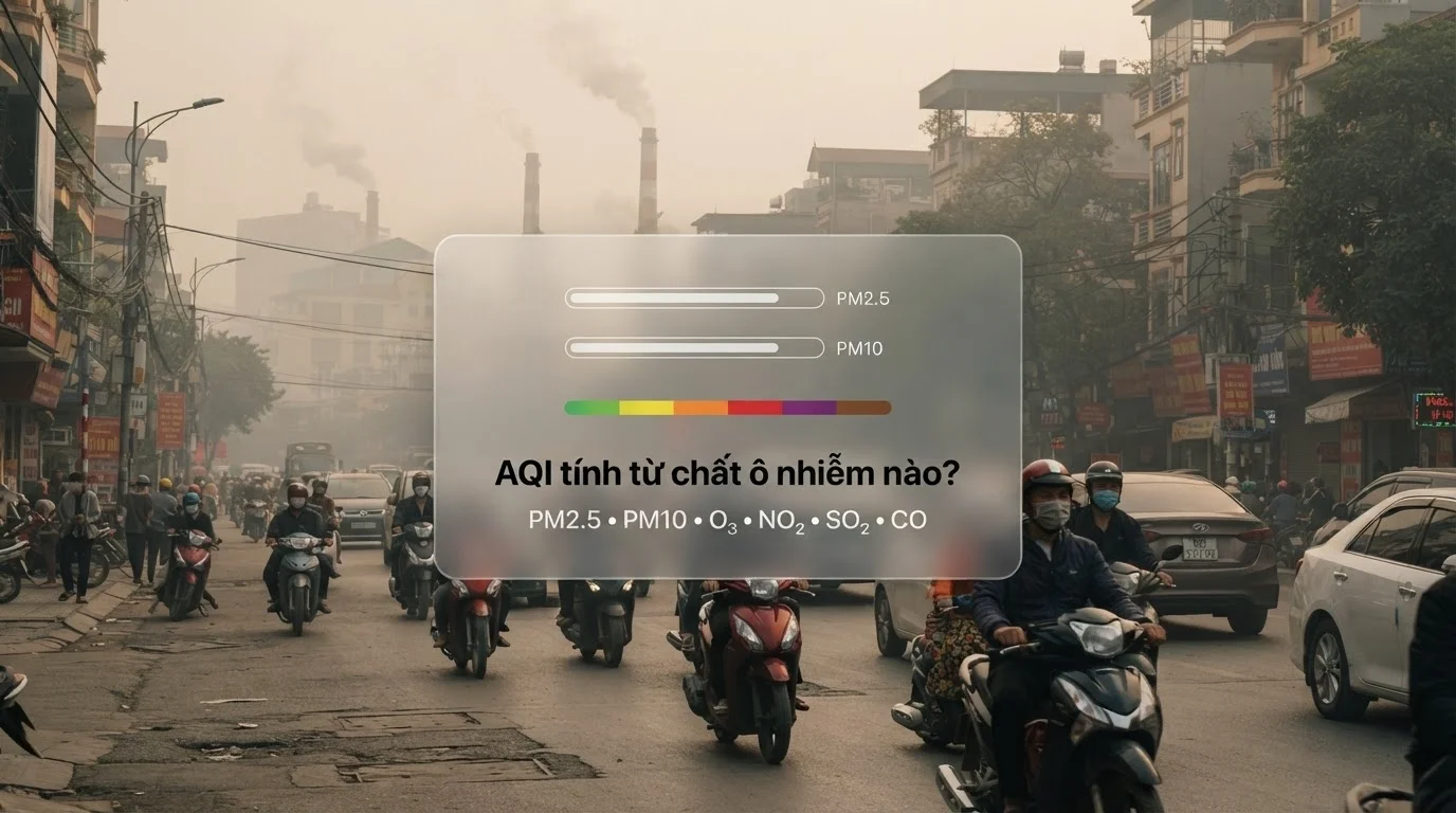 AQI được tính từ những chất ô nhiễm nào