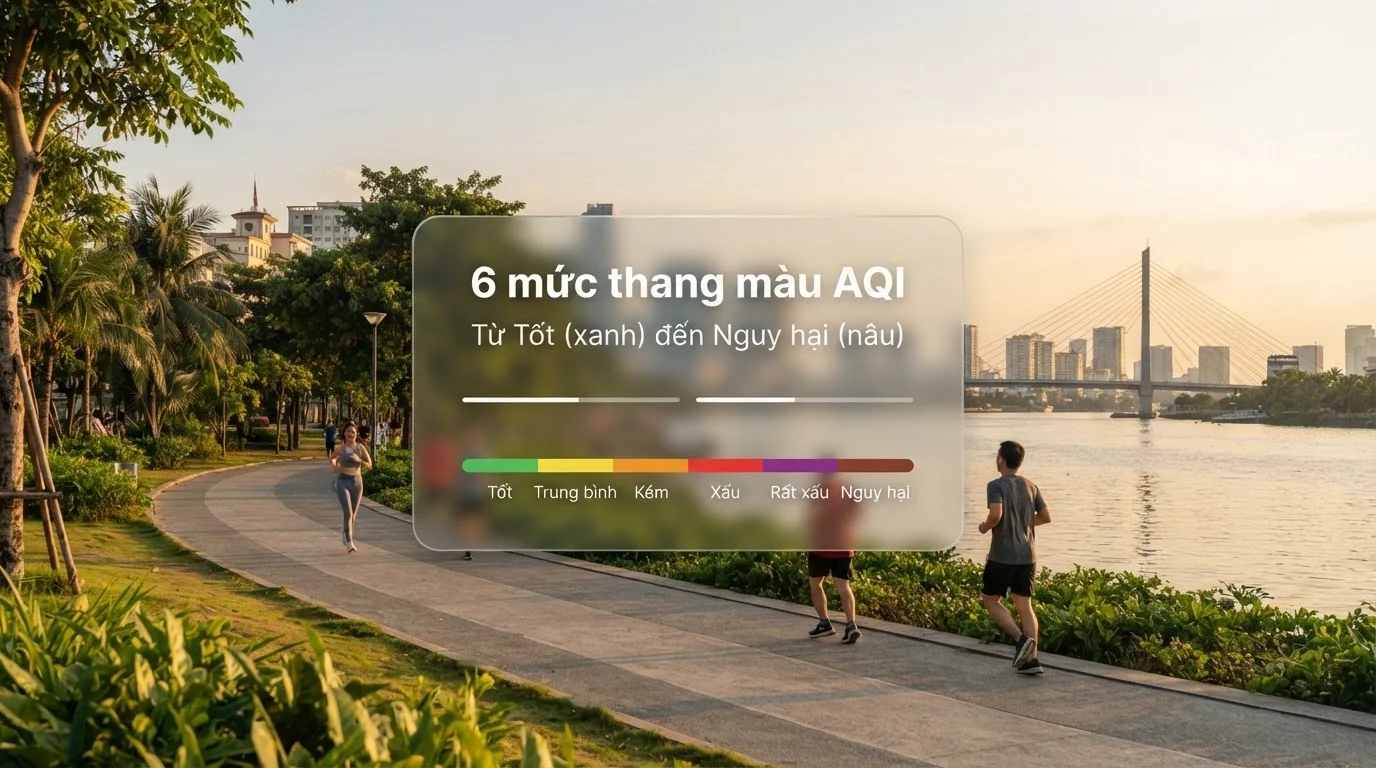 Bảng thang màu AQI từ 0 đến 500