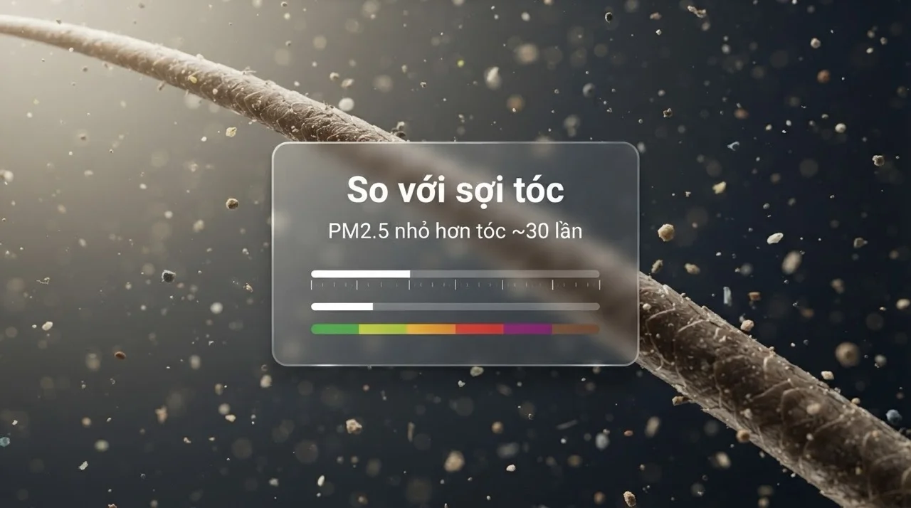 Kích thước thực tế của bụi mịn pm 2.5