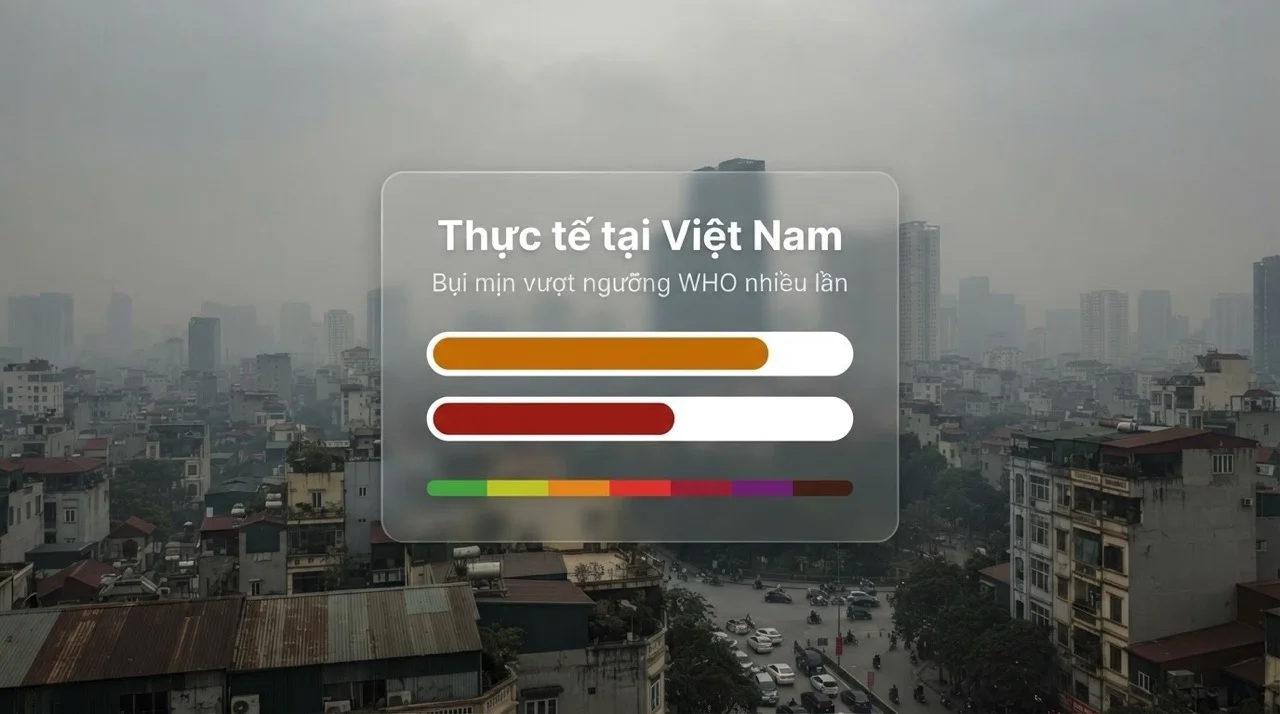 nồng độ PM2.5 tại nhiều đô thị Việt Nam