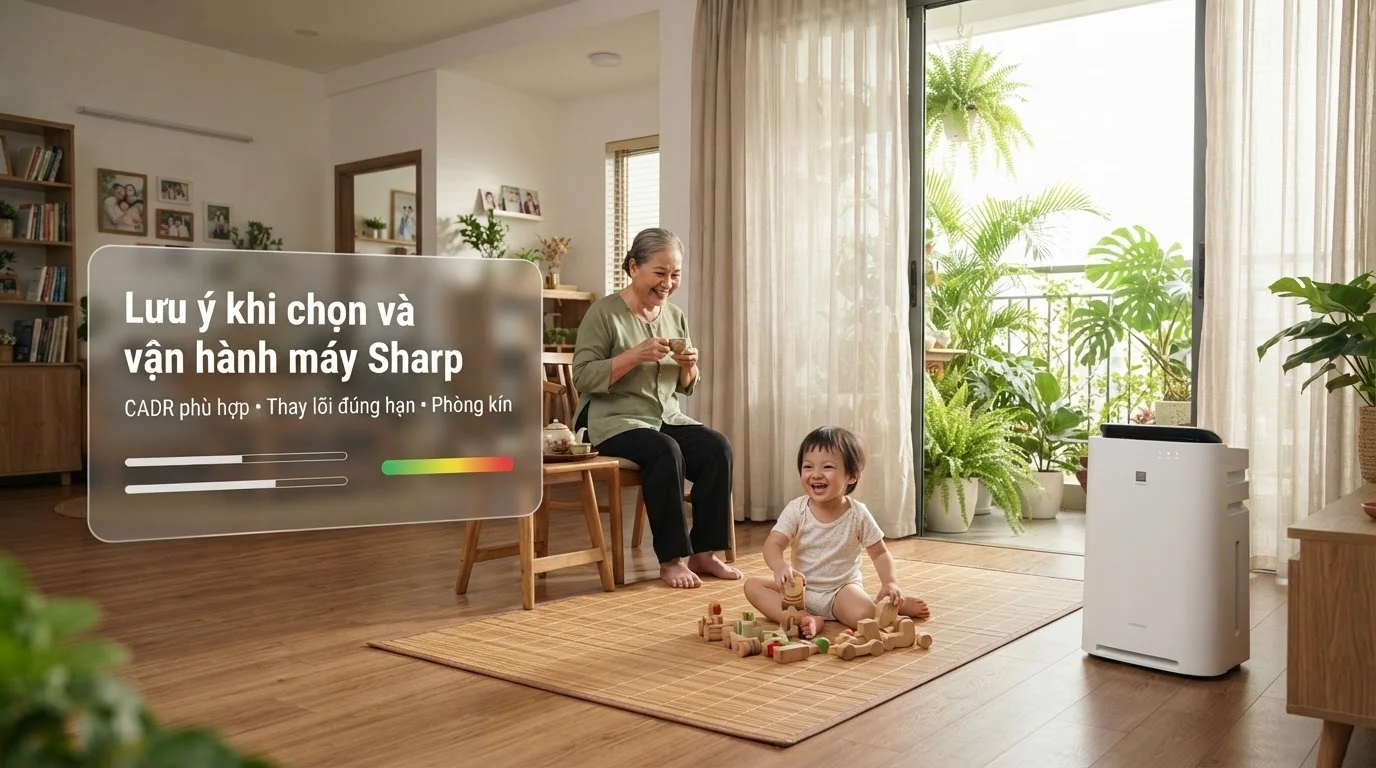 Tiêu chí chọn máy lọc không khí Sharp phù hợp