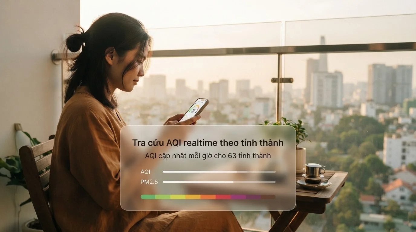 Tra cứu AQI realtime theo tỉnh thành